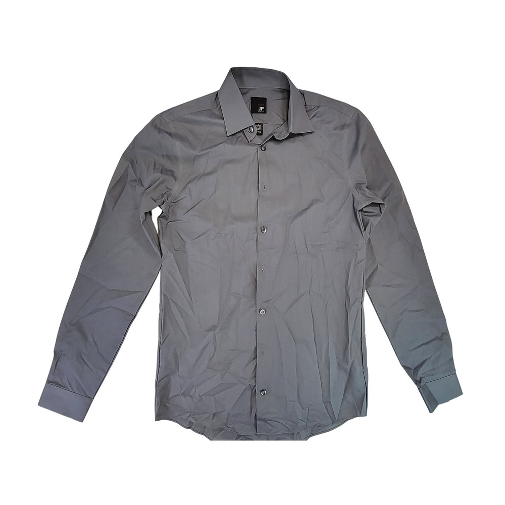 JF J Ferrar‎ Mens Gray Slim Fit Dress Shirt Long Sleeve Button Up Size S